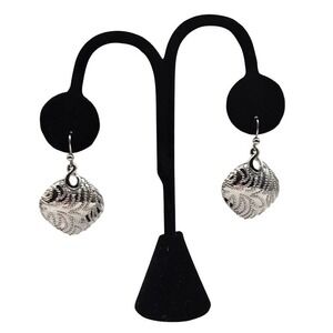 Chico's Silver Tone Textured Square Dangle Earrings‎